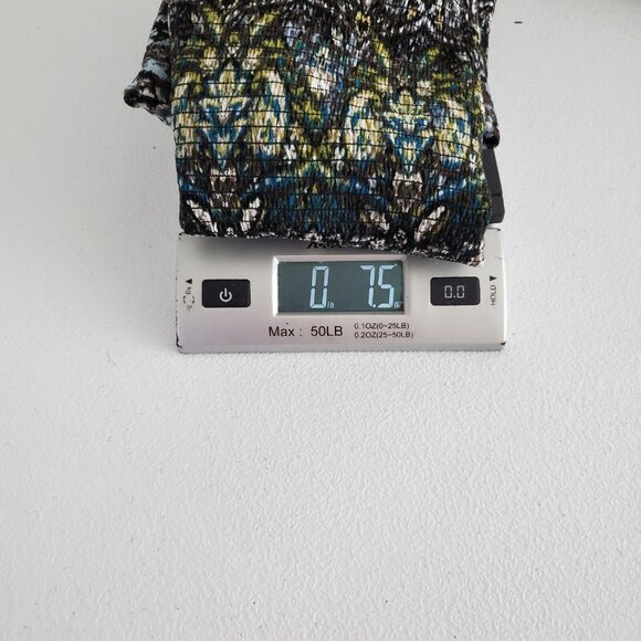 J Jill Womens Smocked Geometric Blouse Size XL Long Sleeve Keyhole Art To Wear - Picture 8 of 9